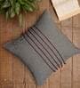 Dark Grey Cotton Blend Striped 16x16 inches Cushion Covers (Set of 1)