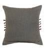 Dark Grey Cotton Blend Striped 16x16 inches Cushion Covers (Set of 1)