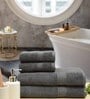 Dark Grey Solid 550 GSM Cotton Towel Sets (Set of 4)