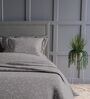 Dark Grey Floral 300TC Cotton Super King Sized Double Bedsheet with 2 piping Pillow Covers