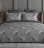 Dark Grey Floral 600TC Cotton Super King Sized Double Bedsheet with 2 Embroidery Pillow Covers