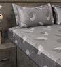 Dark Grey Floral 600TC Cotton Super King Sized Double Bedsheet with 2 Embroidery Pillow Covers