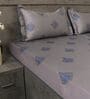 Dark Grey Floral 600TC Cotton Super King Sized Double Bedsheet with 2 Embroidery Pillow Covers