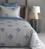 Dark Grey Floral 600TC Cotton Super King Sized Double Bedsheet with 2 Embroidery Pillow Covers