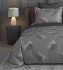 Dark Grey Floral 600TC Cotton Super King Sized Double Bedsheet with 2 Embroidery Pillow Covers