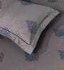 Dark Grey Floral 600TC Cotton Super King Sized Double Bedsheet with 2 Embroidery Pillow Covers