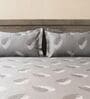Dark Grey Floral 600TC Cotton Super King Sized Double Bedsheet with 2 Embroidery Pillow Covers