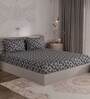 Dark Grey Geometric 300 TC 100% Cotton Double Bedsheet With 2 Pillow Covers Amorous Collection