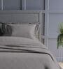Dark Grey Geometric 300TC Cotton Super King Sized Double Bedsheet with 2 piping Pillow Covers