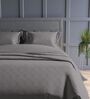 Dark Grey Geometric 300TC Cotton Super King Sized Double Bedsheet with 2 piping Pillow Covers