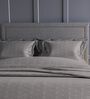 Dark Grey Geometric 300TC Cotton Super King Sized Double Bedsheet with 2 piping Pillow Covers