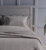 Dark Grey Geometric 300TC Cotton Super King Sized Double Bedsheet with 2 piping Pillow Covers
