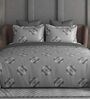 Dark Grey Geometric 600TC Cotton Super King Sized Double Bedsheet with 2 Embroidery Pillow Covers