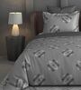 Dark Grey Geometric 600TC Cotton Super King Sized Double Bedsheet with 2 Embroidery Pillow Covers