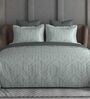 Dark Grey Geometric 600TC Cotton Super King Sized Double Bedsheet with 2 Embroidery Pillow Covers