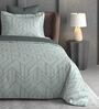 Dark Grey Geometric 600TC Cotton Super King Sized Double Bedsheet with 2 Embroidery Pillow Covers