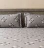 Dark Grey Geometric 600TC Cotton Super King Sized Double Bedsheet with 2 Embroidery Pillow Covers