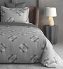 Dark Grey Geometric 600TC Cotton Super King Sized Double Bedsheet with 2 Embroidery Pillow Covers