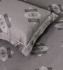 Dark Grey Geometric 600TC Cotton Super King Sized Double Bedsheet with 2 Embroidery Pillow Covers