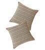 Dark Grey Jute Stripes 16x16 inches  Regular Cushion Covers  (2Pcs)