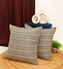 Dark Grey Jute Stripes 18x18 inches  Large Cushion Covers  (2Pcs)