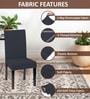 Dark Grey Polycotton Solid 14x18 Inches Chair Covers  (4 pieces)