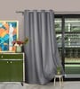 Dark Grey Polyester Solid 7ft Regular Eyelet Door Curtain