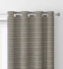 Dark Grey Premium Jute Geometric 8ft Light Filtering Eyelet Long Door Curtain