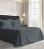 Dark Grey Solid 1000 TC Cotton Super King Sized Bedsheet with 4 Pillow Covers
