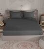Dark Grey Solid 400 TC 100% Cotton Double Bedsheet With 2 Pillow Covers Hues Collection