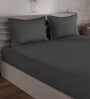 Dark Grey Solid 400 TC 100% Cotton King Sized Bedsheet With 2 Pillow Covers Hues Collection