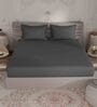 Dark Grey Solid 400 TC 100% Cotton King Sized Bedsheet With 2 Pillow Covers Hues Collection