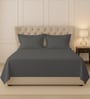 Dark Grey Solid 400 TC Cotton King Sized Bedsheet with 2 Pillow Covers