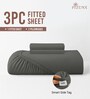 Dark Grey Solid 400 TC Cotton Queen Sized Fitted sheet with 2 Pillow Covers