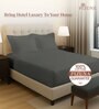 Dark Grey Solid 400 TC Cotton Queen Sized Fitted sheet with 2 Pillow Covers