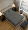 Dark Grey Solid 400 TC Cotton Queen Sized Fitted sheet with 2 Pillow Covers