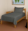 Dark Grey Solid 400 TC Cotton Single Sized Bedsheet with 1 Pillow Cover
