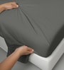 Dark Grey Solid 400 TC Cotton Single Sized Bedsheet with 1 Pillow Cover