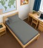 Dark Grey Solid 400 TC Cotton Single Sized Fitted sheet with 1 Pillow Cover