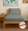 Dark Grey Solid 400 TC Cotton Single Sized Fitted sheet with 1 Pillow Cover