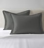 Dark Grey Solid 400 TC Cotton Standard Sized 2 Pillow Covers