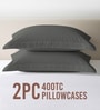 Dark Grey Solid 400 TC Cotton Standard Sized 2 Pillow Covers