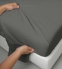 Dark Grey Solid 400 TC Cotton Super King Sized Bedsheet with 4 Pillow Covers