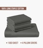Dark Grey Solid 400 TC Cotton Super King Sized Bedsheet with 4 Pillow Covers