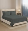 Dark Grey Solid 400 TC Cotton Super King Sized Bedsheet with 4 Pillow Covers