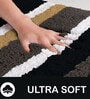 Dark Grey and Beige Stripe Microfibre 30x18 Inches AntiSkid Bath Mat