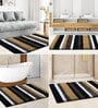Dark Grey and Beige Stripe Microfibre 30x18 Inches AntiSkid Bath Mat