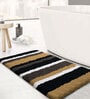 Dark Grey and Beige Stripe Microfibre 30x18 Inches AntiSkid Bath Mat