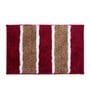 Brown and Maroon Striped Polyester Blend 21x13 Inches Antiskid Bath Mat (2Pcs)