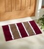 Brown and Maroon Striped Polyester Blend 21x13 Inches Antiskid Bath Mat (2Pcs)